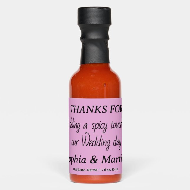 Thanks for Adding Spice to Our Wedding Day Lilac Hot Sauces (Front)