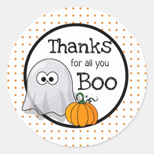 Thanks For All You Boo  Halloween Thank You Classic Round Sticker