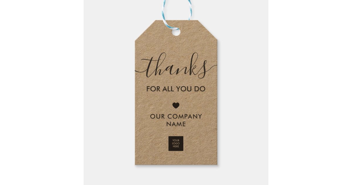 Thanks For All You Do Gift Tag, Kraft Gift Tags