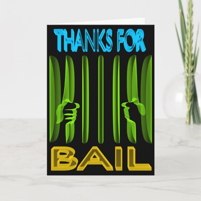 Thanks for Bail Letterpress Thank You Card (Front)