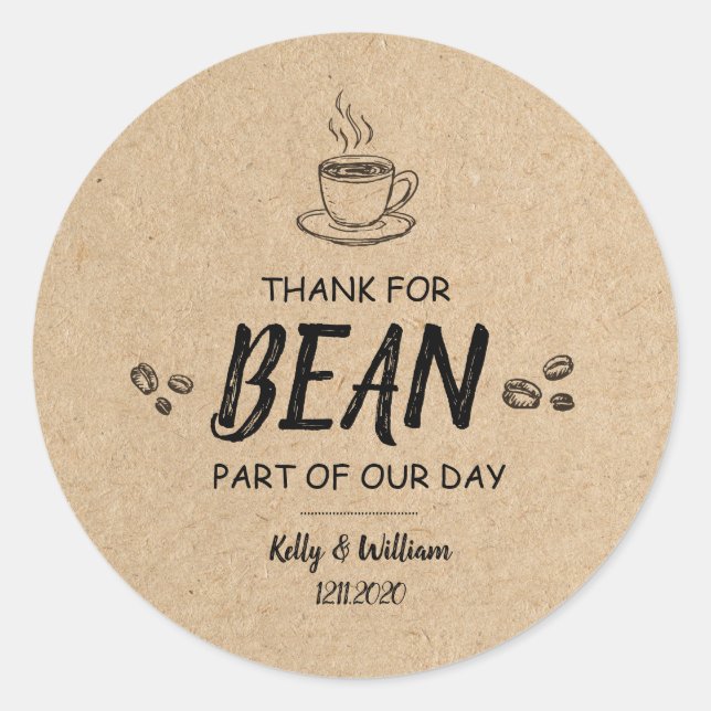 Thanks for BEAN Here Favor Stickers (Front)