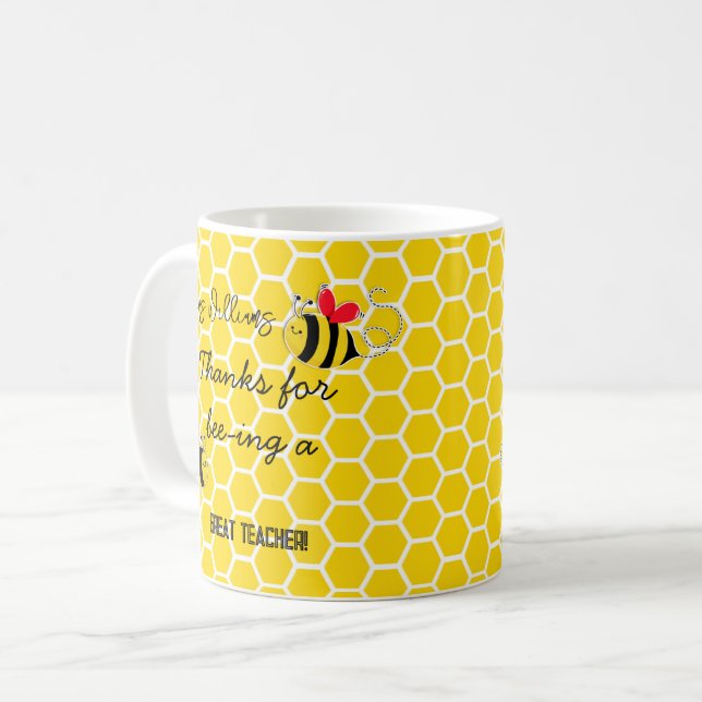 Thanks for Bee-ing a great teacher Yellow bees Coffee Mug (Front Left)