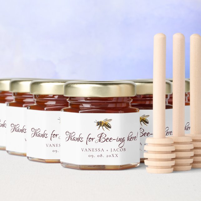 Thanks for bee-ing here  Wedding Favor  Honey Jar Favors (Multi)