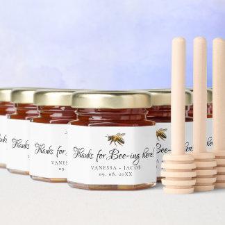 Thanks for bee-ing here  Wedding Favor  Honey Jar Favors
