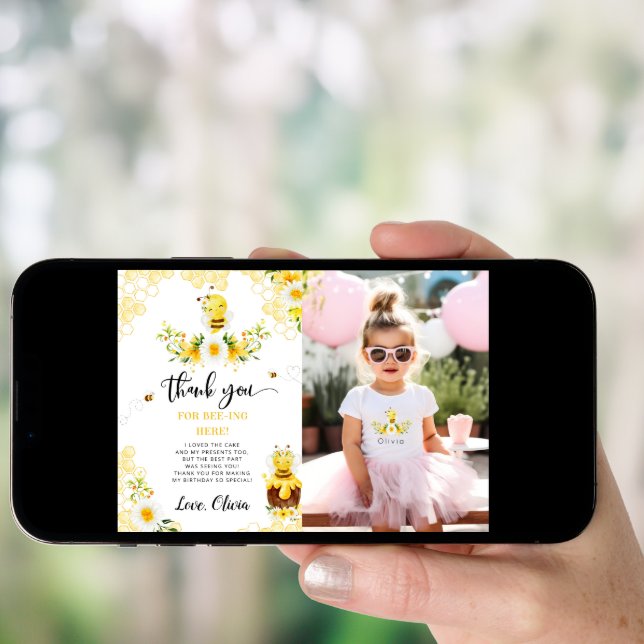 Thanks for beeing here bee day photo thank you invitation (Front Digital)