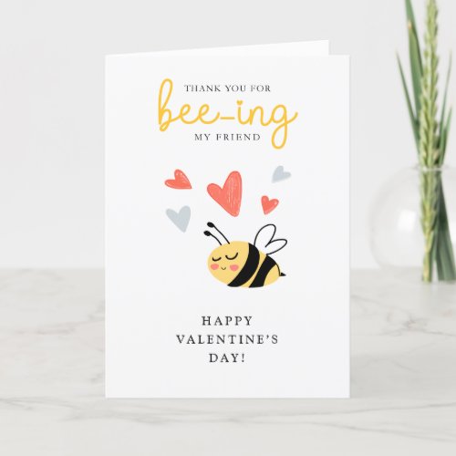 Thanks For Beeing My Friend Bee Pun Kids Valentine Holiday Card