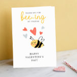 Thanks For Beeing My Friend Bee Pun Kids Valentine Holiday Card