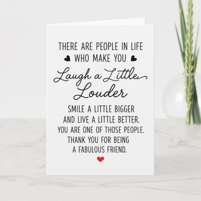 Thanks for being a fabulous friend card (Front)