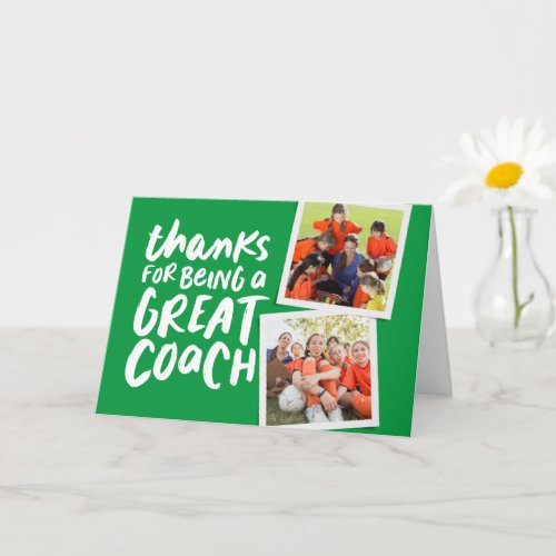 Thanks for being a great coach two photo thank you card