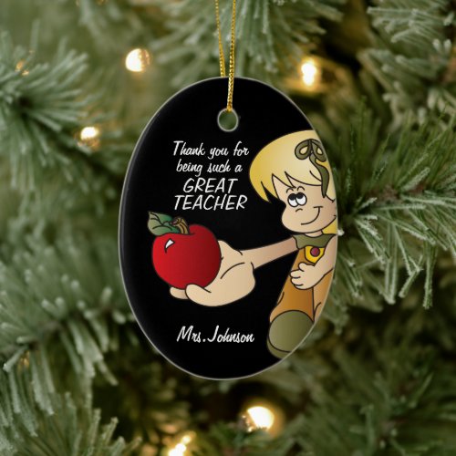 Thanks For being a Great Teacher _ Girl Ceramic Ornament