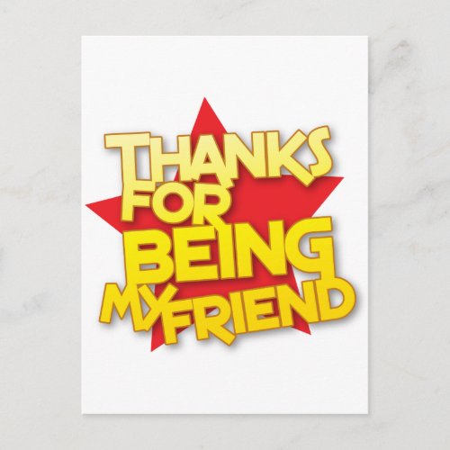 thanks for being my friend postcard