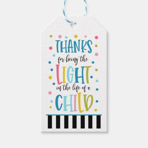 thanks for being the light gift tags