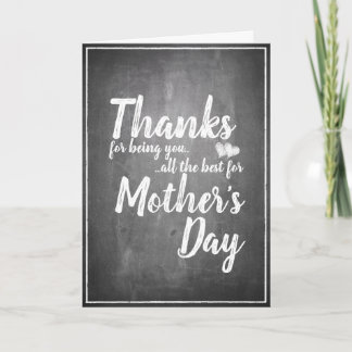 Thanks for being you! Mother's Day Chalkboard Card