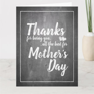Thanks for being you! Mother's Day Chalkboard Card