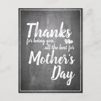 Thanks for being you! Mother's Day Chalkboard Holiday Postcard
