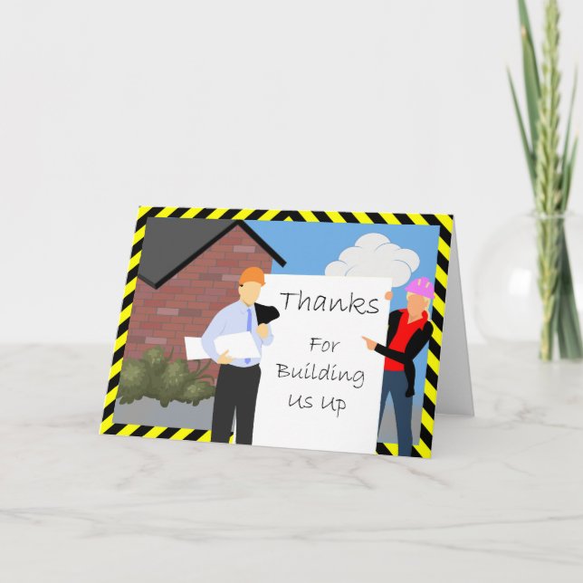 "Thanks for Building Us Up" Thank You Card (Front)