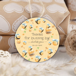 Thanks for Buzzing by 1st Bee Birthday Classic Round Sticker