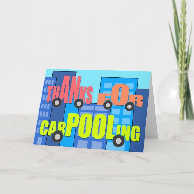 Thanks for Carpooling - Words on Wheels Letterpress Thank You Card (Front)