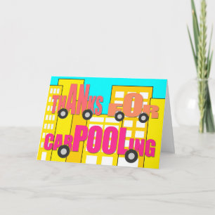 Thanks for Carpooling - Words on Wheels Letterpress Thank You Card