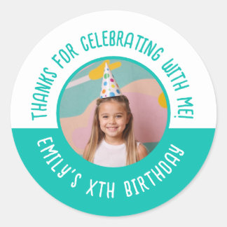 Thanks for Celebrating with Me Birthday Photo Classic Round Sticker