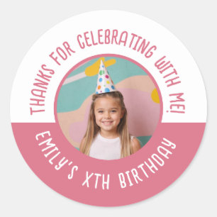 Thanks for Celebrating with Me Birthday Photo Classic Round Sticker
