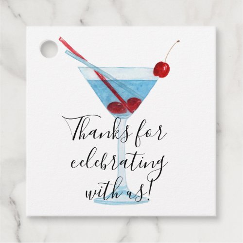 Thanks For Celebrating With Us Cocktail Glass  Favor Tags
