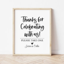 Thanks for Celebrating with Us Party Favor Sign