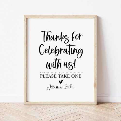 Thanks for Celebrating with Us Party Favor Sign