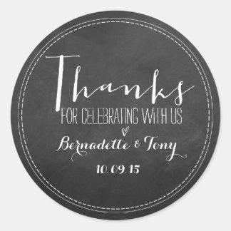 Thanks For Celebrating With Us! Wedding Thank You Classic Round Sticker