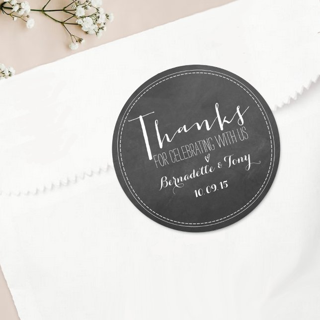 Thanks For Celebrating With Us! Wedding Thank You Classic Round Sticker (Creator Uploaded)