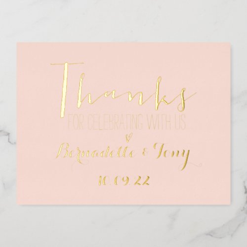 Thanks For Celebrating With Us Wedding Thank You Foil Invitation Postcard