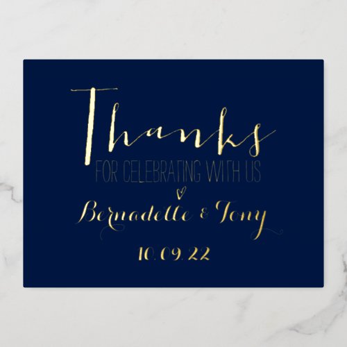Thanks For Celebrating With Us Wedding Thank You Foil Invitation Postcard
