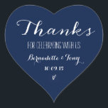 Thanks For Celebrating With Us! Wedding Thank You Heart Sticker<br><div class="desc">Thanks For Celebrating With Us! Wedding Thank You Stickers</div>