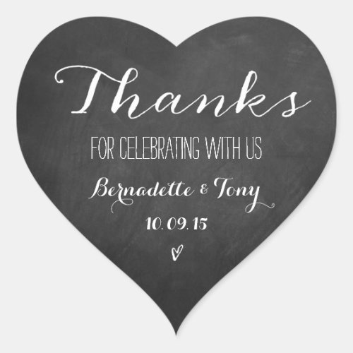 Thanks For Celebrating With Us Wedding Thank You Heart Sticker