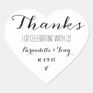 Thanks For Celebrating With Us! Wedding Thank You Heart Sticker