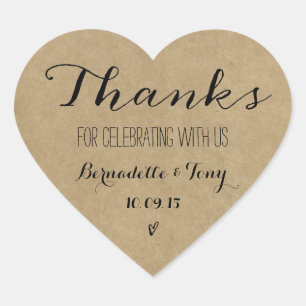 Thanks For Celebrating With Us! Wedding Thank You Heart Sticker