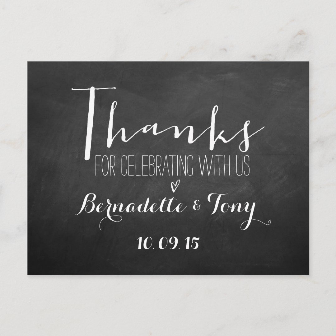 Thanks For Celebrating With Us Wedding Thank You Postcard Zazzle 2981