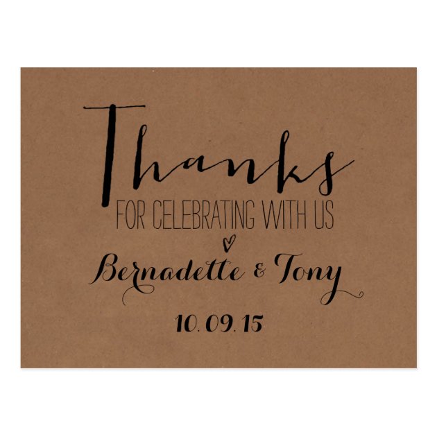 Thanks For Celebrating With Us! Wedding Thank You Postcard