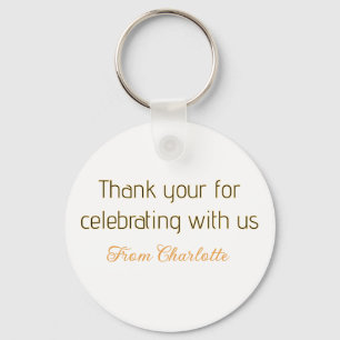 thanks for celebrating with us yellow black simple keychain