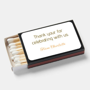 thanks for celebrating with us yellow black simple matchboxes