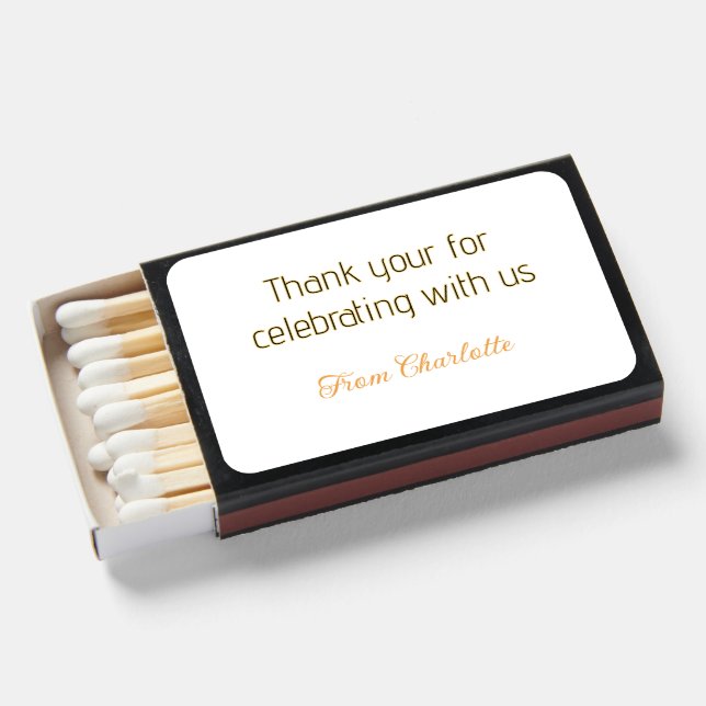 thanks for celebrating with us yellow black simple matchboxes (Front Open)
