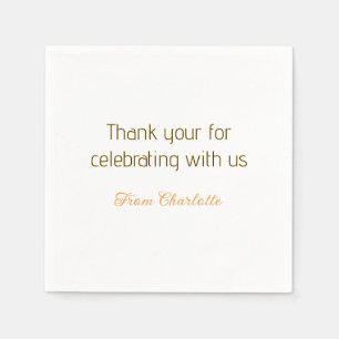 thanks for celebrating with us yellow black simple napkins