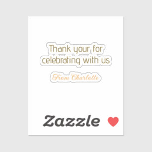 thanks for celebrating with us yellow black simple sticker