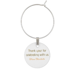thanks for celebrating with us yellow black simple wine charm