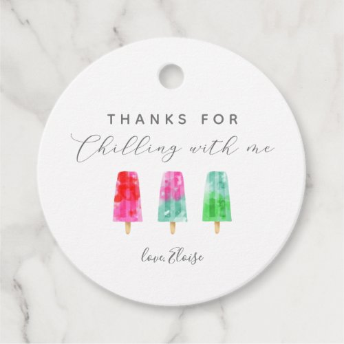 Thanks for Chilling With me Popsicle Birthday Favor Tags