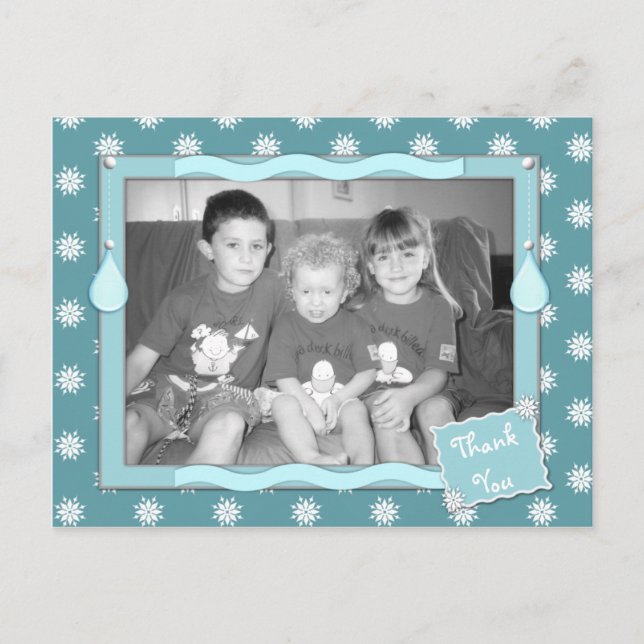 Thanks for Christmas gifts blue with snowflakes Postcard (Front)