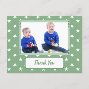 Thanks for Christmas gifts green white with photo Announcement Postcard