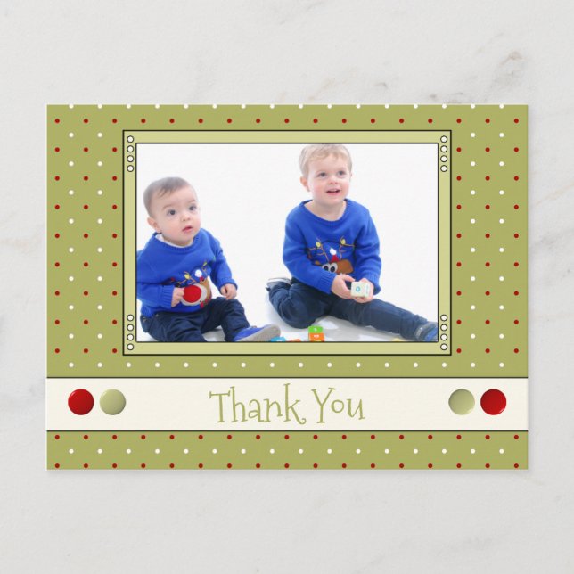 Thanks for Christmas gifts green with photo Postcard (Front)