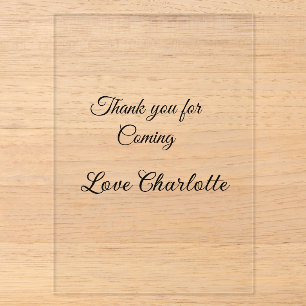 thanks for coming add name text message acrylic invitations