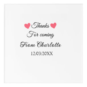 thanks for coming add name text message  acrylic print